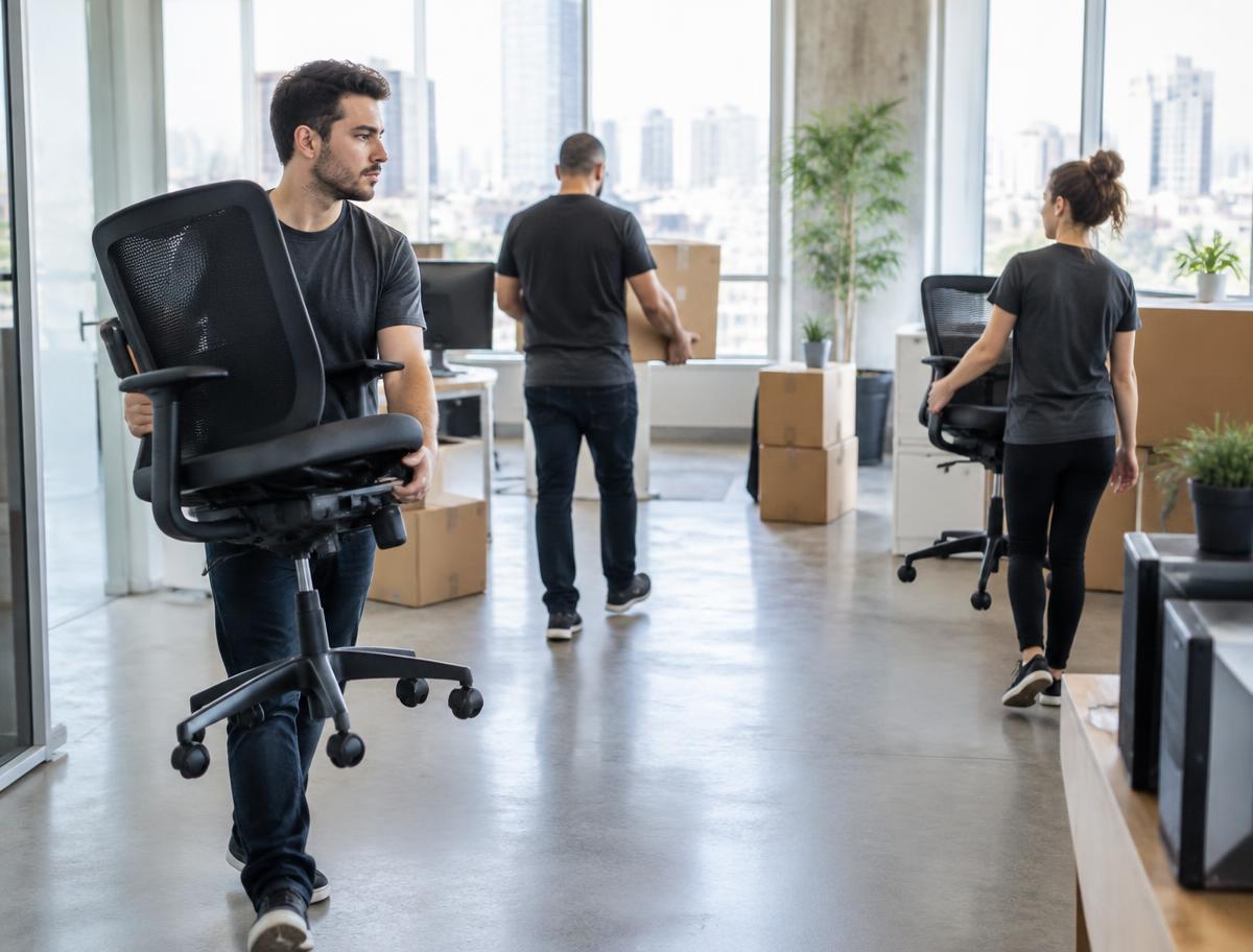 Valier movers relocating office desks and equipment